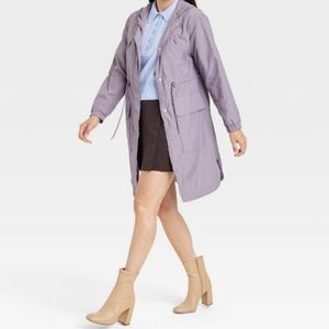 Women's Anorak Jacket - A New Day Water Resistant Attached Hood Recycled PolyNWT